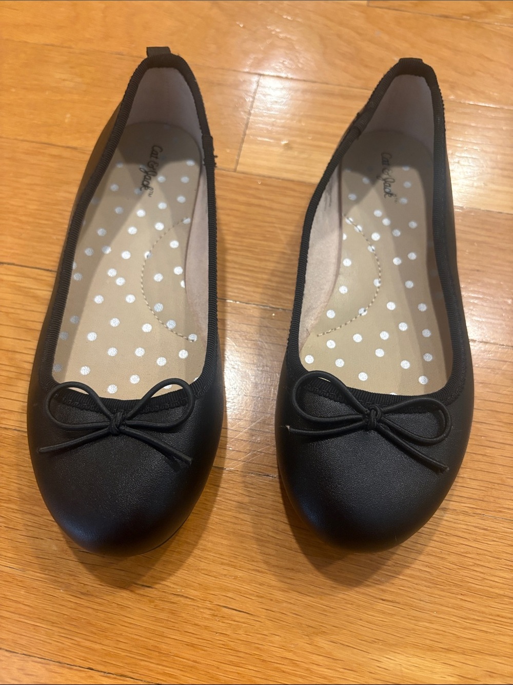 Cat & Jack Black Girls' Ballet Flats with Bow Trim